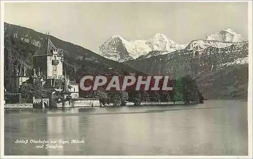 Cartes postales moderne Schloss Oberhofen mit Giger Monch und Jungfrau