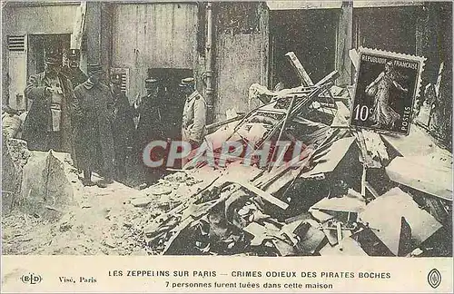 REPRO Les Zeppelins sur Paris Crimes Odieux des Pirates Boches