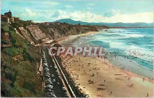 Cartes postales moderne Biarritz (B P) La Plage des Basques Au Lointain les Montaignes d'Espagne