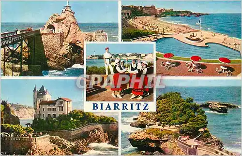 Cartes postales moderne Biarritz Rocher de la Vierge La Grande Plage Folklore