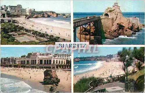 Moderne Karte Biarritz La Plage et le Casino Bellevue Rocher de la vierge La grande plage La plage vers le pha