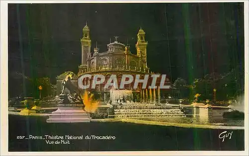 Cartes postales moderne Paris Theatre National du Trocadero Vue de Nuit