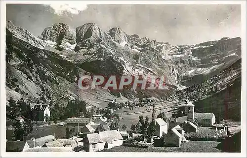 Moderne Karte Cirque de Gavarnie (Htes Pyr) Le Village et au Fond Le Massif du Marbore et le Cirque