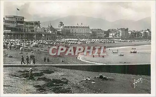 Moderne Karte Saint Jean de Luz (Bses Pyr) Vue sur la Plage au fond les Pyrenees