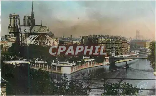 Moderne Karte Paris et ses Merveilles L'Ile de la Cite vue d'Amont