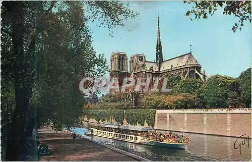 Cartes postales moderne Paris et ses Merveilles Quai de la Seine et Abside de la Cathedrale Notre Dame (1163 1260) Batea