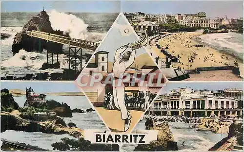 Cartes postales moderne Biarritz Rocher de la Vierge Plage Pelote basque