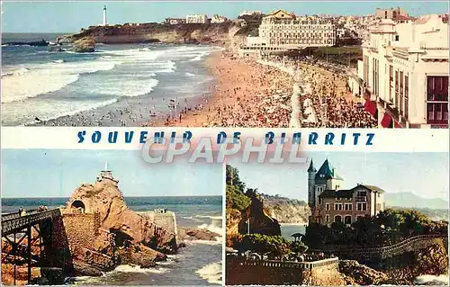 Cartes postales moderne Biarritz La Grande Plage Le Rocher de la Vierge Villa Belza