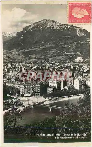 Moderne Karte Grenoble (Isere) Place de la Bastille et le Moucherotte (alt 1906 m)