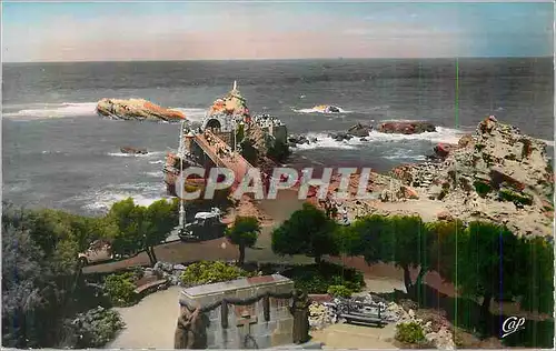 Moderne Karte Biarritz Le Rocher de la Vierge et le Monument aux Morts