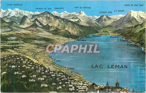Cartes postales moderne Lac Leman Panorama du Lac Leman