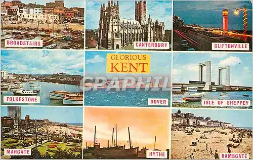 Cartes postales moderne Greetings from Glorious Kent Brodstairs Canterbury Cliftonville Folkestone Dover Isle of Sheppey