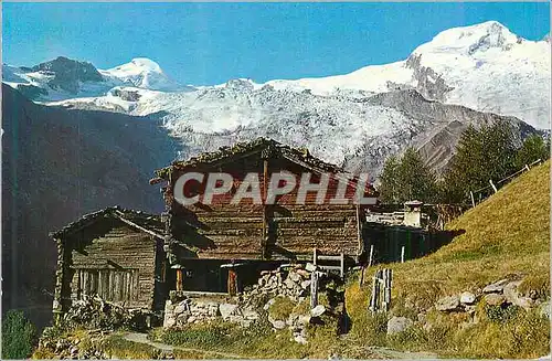 Moderne Karte Motiv bei Saas Fee Blick auf Free Gletscher Allalinhorn und Alphubel