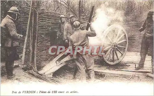 REPRO Pres de Verdun Pieces de 120 Court en Action Militaria