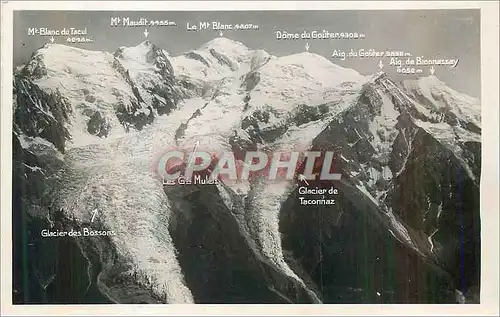 Cartes postales moderne Le Massif du Mont Blanc vue Prise du Brevent Glacier des Bossons Taconnaz Bionnassay Dome du Gou