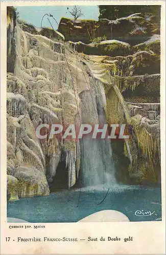 Cartes postales moderne Frontiere Franco Suisse Saut du Doubs gele