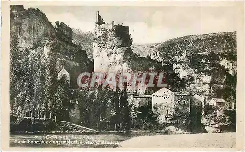 Moderne Karte Gorges du Tarn Castelbouc Vue d'Ensemble et le vieux Chateau