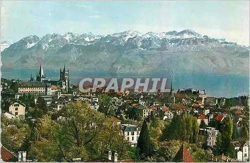 Cartes postales moderne Lausanne Vue Generale et les Alpes de Savoie