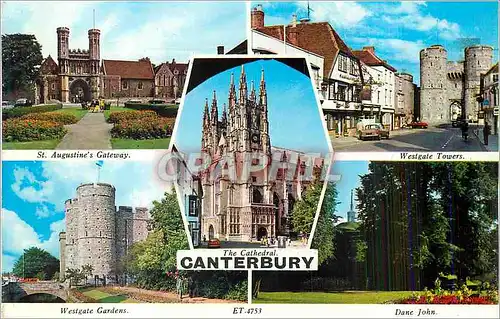 Moderne Karte The Cathedral Canterbury St Augustines Gateway Westgate Towers Westgate gardens Dane John