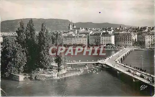Moderne Karte Geneve Le Pont des Bergues et l Ile JJ Rousseau