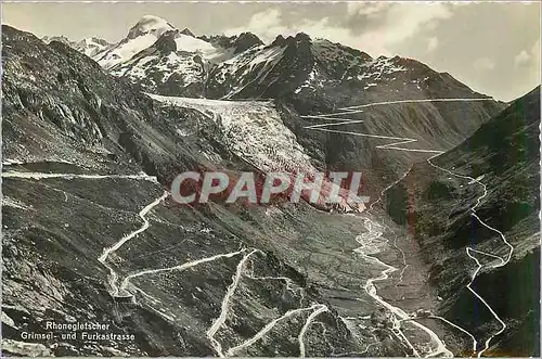 Moderne Karte Rhonegletscher Grimsel und Furkastrasse