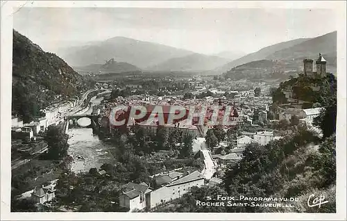 Cartes postales moderne Foix Panorama vu du Rocher Saint Sauveur