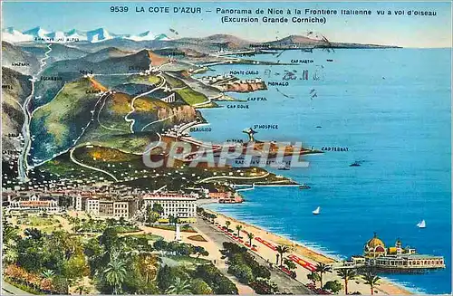 Cartes postales moderne La Cote d Azur Panorama de Nice a la Frontiere italienne vu a vol d oiseau