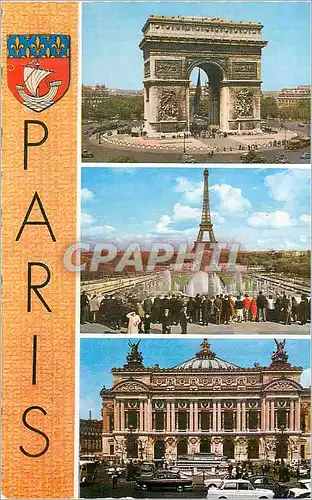 Cartes postales moderne Souvenir de Paris L Arc de Triomphe La Tour Eiffel depuis le Palais de Chaillot L Opera