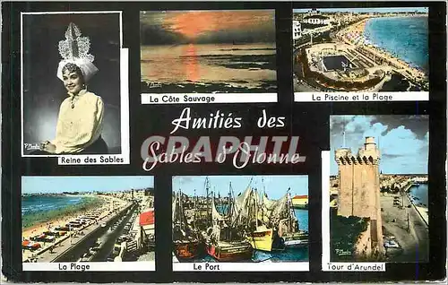 Cartes postales moderne Les Sables d Olonne Vendee Reine des sables La Cote Sauvage La piscine et la plage Le port Batea