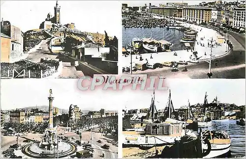 Cartes postales moderne Marseille Notre Dame de la garde Quai du Port Castellane Un coin du port Bateaux