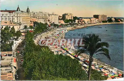 Moderne Karte Cannes Le Boulevard et la Plage de la Croisette et les Grands Hotels