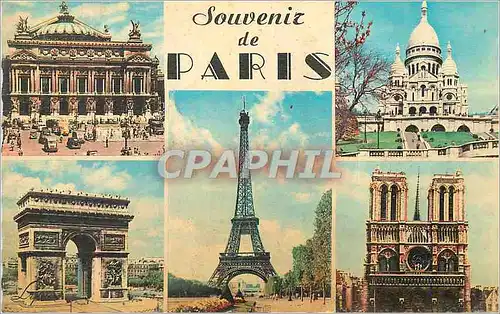 Moderne Karte Paris L Opera la basilique du Sacre Coeur L Arc de Triomphe de l Etoile