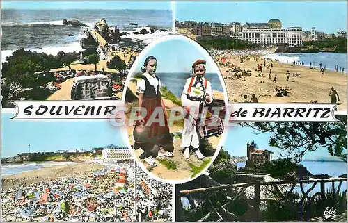 Moderne Karte Biarritz Le Rocher de la Vierge La Grande Plage