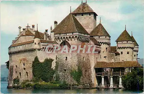 Moderne Karte Chillon Montreux Le Chateau vu du sud