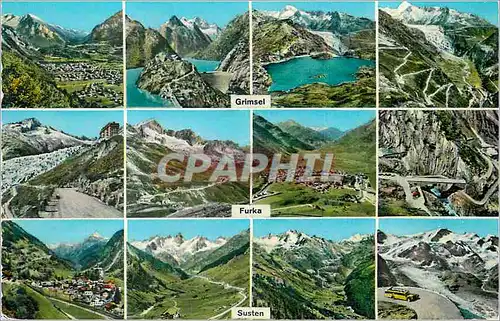 Moderne Karte Grimsel Furka Susten