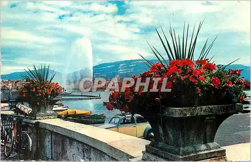 Moderne Karte Geneve La rade et le jet d eau