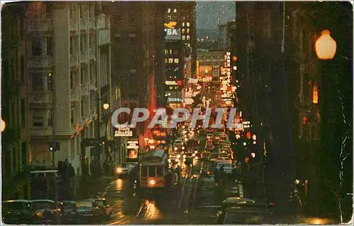 Moderne Karte Looking down Powell Street at Night San Francisco