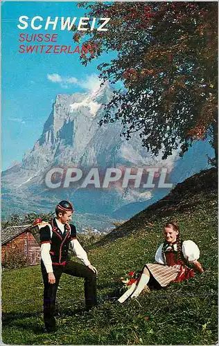 Cartes postales moderne Berner Oberland Bernese Costumes and the Wetterhorn Folklore