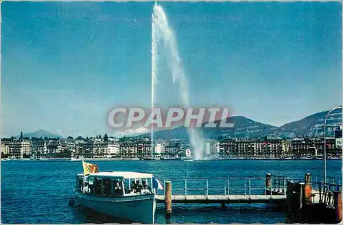 Moderne Karte Geneve Le Jet d eau et le Mont Blanc