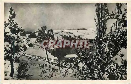 Moderne Karte Lac d Issarles Ardeche Un coin du lac sous la neige