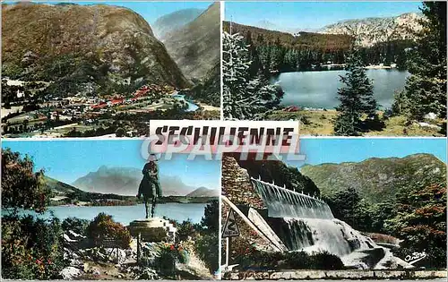 Moderne Karte Sechilienne Isere Vue generale Lac du Pourcelet Monument de Napoleon a Laffrey