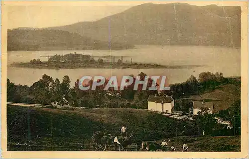 Moderne Karte Aiguebelette Savoie Vue generale du Lac d Aiguebelette et l Ile