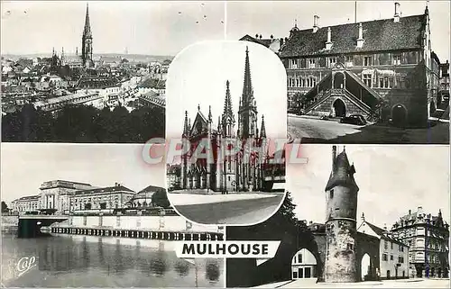 Moderne Karte Mulhouse Vue generale Hotel de Ville Eglise Saint Etienne
