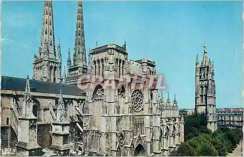 Moderne Karte Bordeaux Gironde Cathedrale Saint Andre et Tour Pey Berland