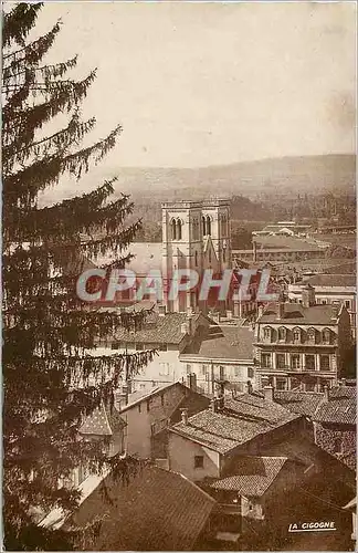 Moderne Karte Bourgoin Vue generale et la Cathedrale