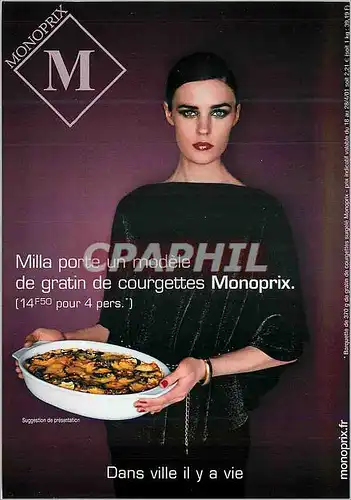 Cartes postales moderne Milla porte un modele de gratin de courgettes Monoprix