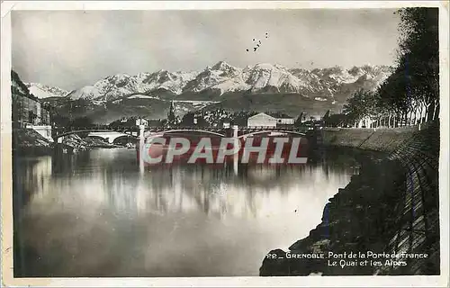 Moderne Karte Grenoble Pont de la Porte de France Le Quais et les Alpes