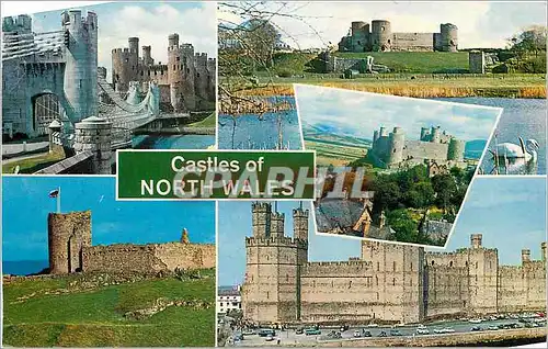 Moderne Karte Castles of North Wales Conway Castle Rhuddlan Castle Harlech Castle
