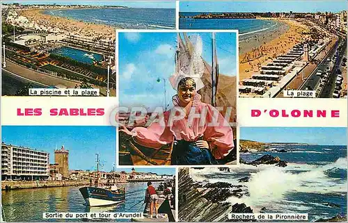 Cartes postales moderne Les Sables d Olonne Vendee La piscine et la plage La Plage Sortie du port et tour d'Arundel Roch