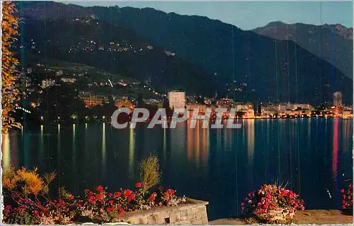 Moderne Karte Montreux Vue de la Ville au crepuscule